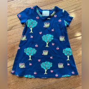 Navy blue apple trees Beaufort Bonnet Company girls 3T cotton dress